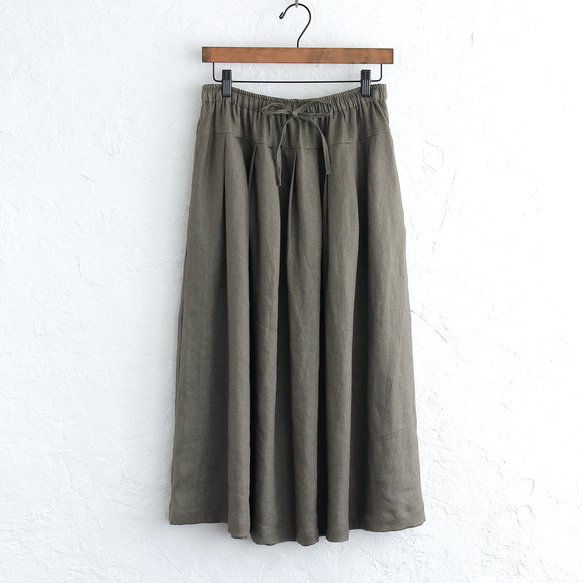 広がりすぎない大人のフレアスカート ヘンプ100% （カーキグリーン）SK12 15枚目の画像