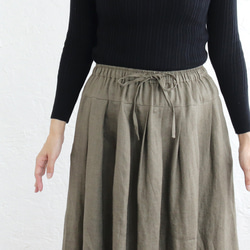 広がりすぎない大人のフレアスカート ヘンプ100% （カーキグリーン）SK12 11枚目の画像