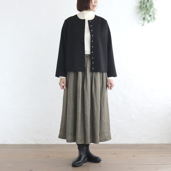 広がりすぎない大人のフレアスカート ヘンプ100% （カーキグリーン）SK12 10枚目の画像