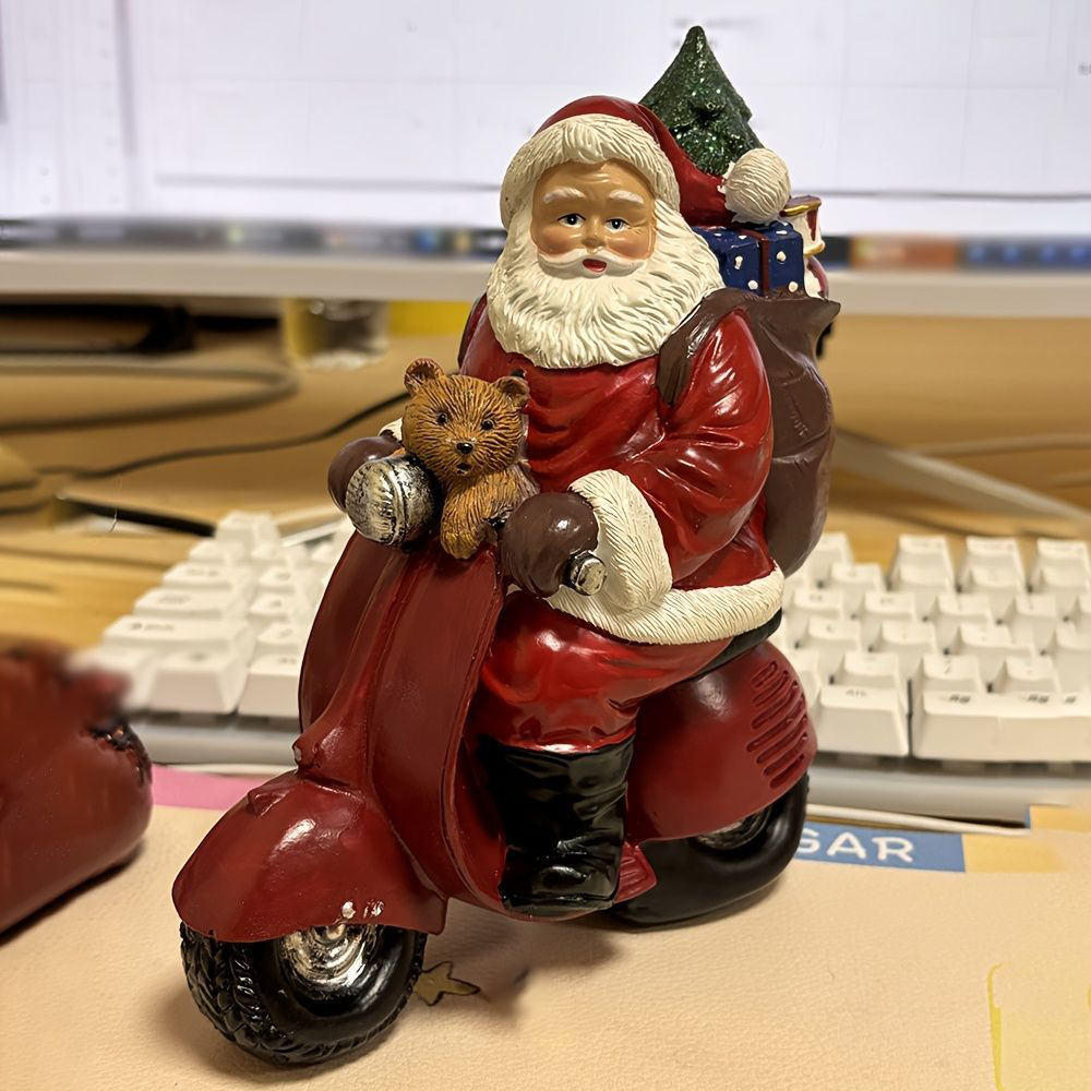 置物 オブジェ ガーデンオーナメント バイクに乗っているサンタクロース サンタさん ユニーク クリスマス装飾 屋外 屋内