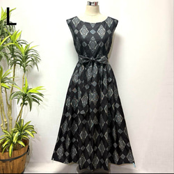 着物リメイク 花柄ワンピース 2WAY Aライン ロング ロールカラー