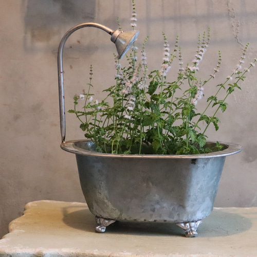 ブリキ植木鉢 ブリキバスタブポットL シャビーシック オシャレ 4066