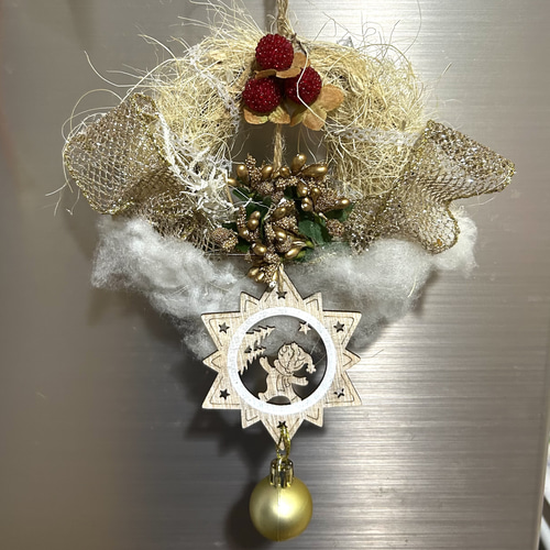 822»◤完売◢早割りクリスマスリース*ゴールドリボン*華やかな可愛い