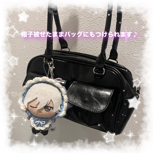 ちびぐるみ ボンネット スタイ オーダーページ 編み物 ちびぐるみ ぬい服 ボンネット スタイ ブラック 黒 ぬいぐるみ