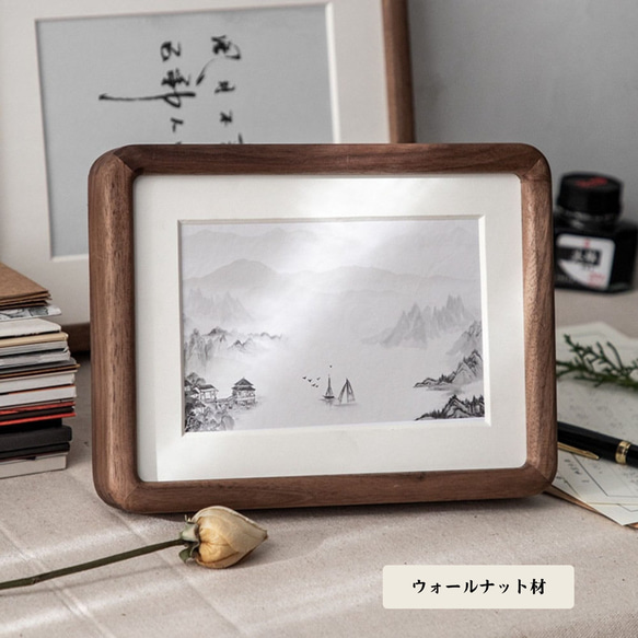 Chocolate -無垢材フォトフレーム｜写真立て スタンド&ハング両用｜6〜20インチ対応｜結婚記念日出産祝いギフト 8枚目の画像