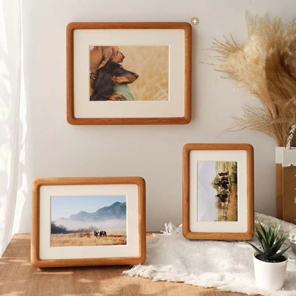Chocolate -無垢材フォトフレーム｜写真立て スタンド&ハング両用｜6〜20インチ対応｜結婚記念日出産祝いギフト 4枚目の画像