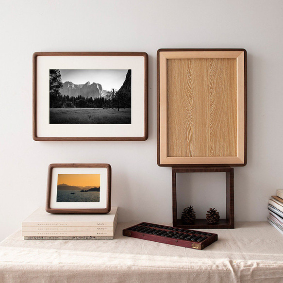 Chocolate -無垢材フォトフレーム｜写真立て スタンド&ハング両用｜6〜20インチ対応｜結婚記念日出産祝いギフト 5枚目の画像