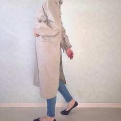 新色追加しました！毎日の割烹着。しっかり素材で頼れる1枚。コットンリネンキャンバス『グレージュ』 9枚目の画像