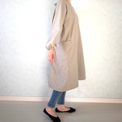 新色追加しました！毎日の割烹着。しっかり素材で頼れる1枚。コットンリネンキャンバス『グレージュ』 4枚目の画像