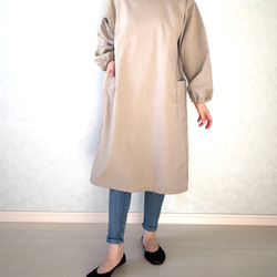 新色追加しました！毎日の割烹着。しっかり素材で頼れる1枚。コットンリネンキャンバス『グレージュ』 8枚目の画像