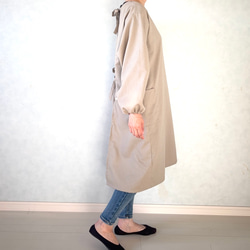 新色追加しました！毎日の割烹着。しっかり素材で頼れる1枚。コットンリネンキャンバス『グレージュ』 5枚目の画像