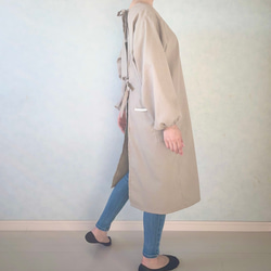 新色追加しました！毎日の割烹着。しっかり素材で頼れる1枚。コットンリネンキャンバス『グレージュ』 10枚目の画像