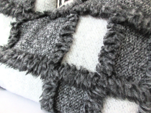 大きめネコバッグ＊グレーニットのパッチワーク 4枚目の画像