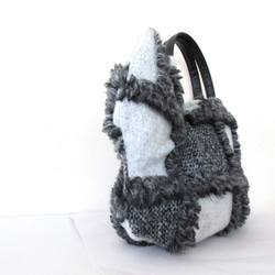 大きめネコバッグ＊グレーニットのパッチワーク 5枚目の画像