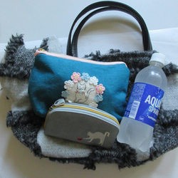 大きめネコバッグ＊グレーニットのパッチワーク 10枚目の画像