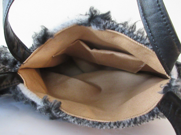 大きめネコバッグ＊グレーニットのパッチワーク 9枚目の画像