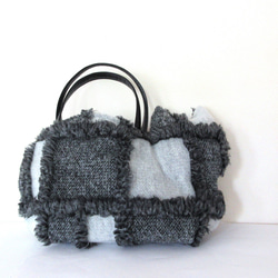 大きめネコバッグ＊グレーニットのパッチワーク 8枚目の画像