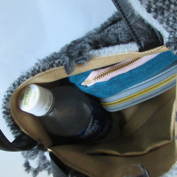 大きめネコバッグ＊グレーニットのパッチワーク 11枚目の画像