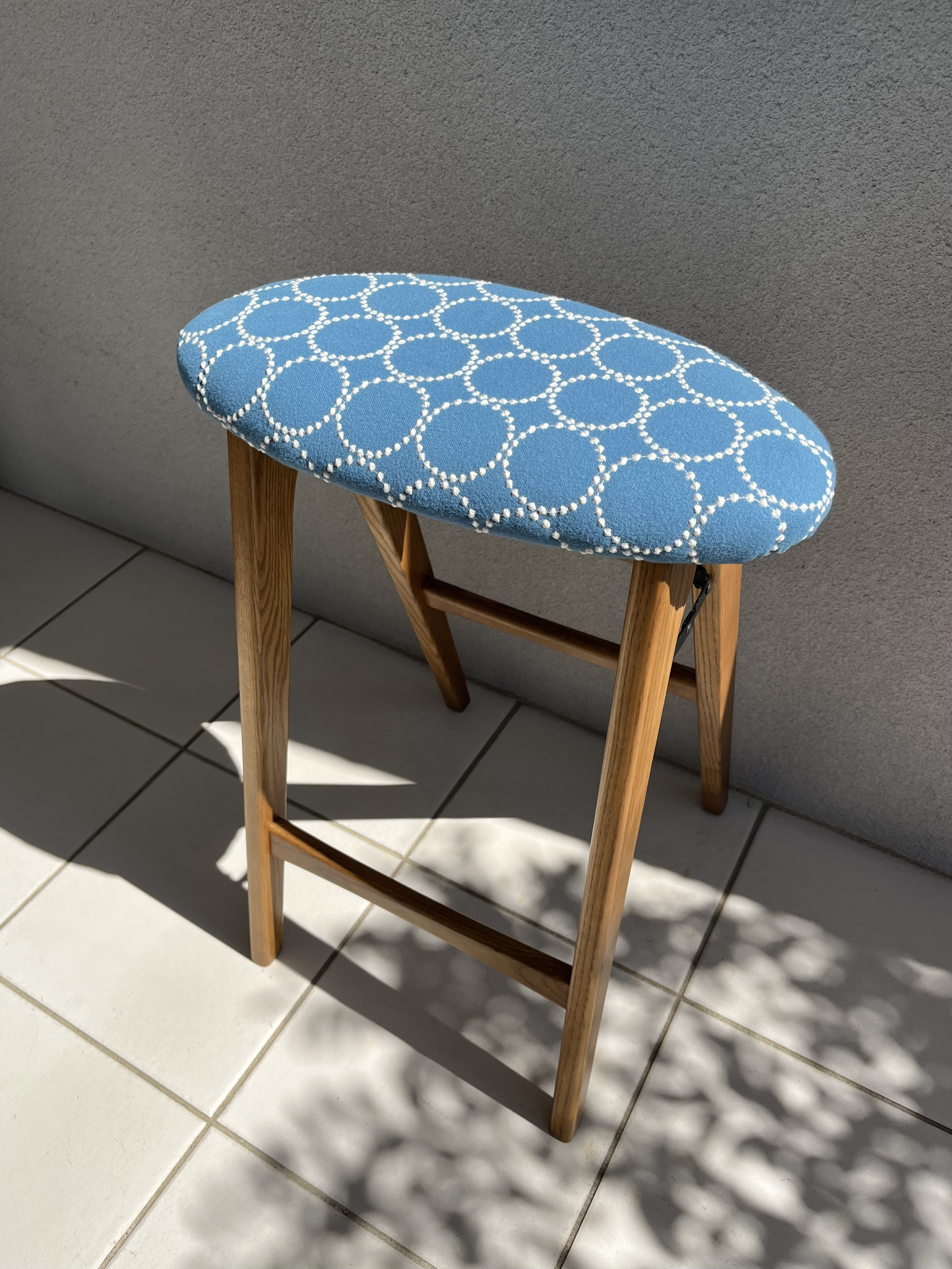 ミナペルホネン  タンバリン  dop  ブルー  折りたたみ式　ハイスツール  ハンドメイド