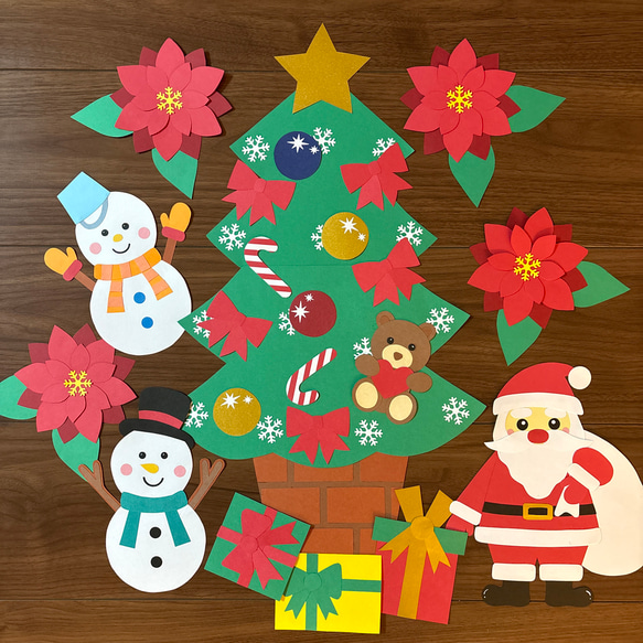 【購入不可】クリスマス壁面　ポインセチア等 クリスマス壁面飾りA クリスマスツリー ポインセチア 12月壁面