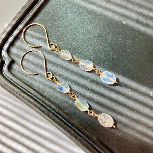 送料無料】 14kgf アンデシンラブラドライト ピアス イヤリング ピアス