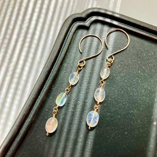 送料無料】 14kgf アンデシンラブラドライト ピアス イヤリング ピアス