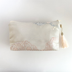 大人可愛いセレブポーチ帯リメイクポーチ化粧ポーチマルチポーチ着物リメイクポーチハンドメイド送料込みNO.5721 2枚目の画像