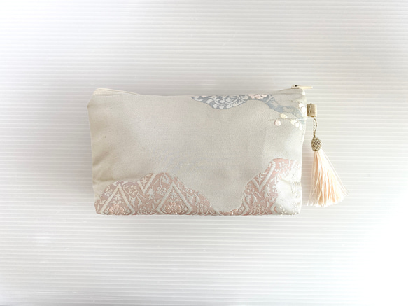 大人可愛いセレブポーチ帯リメイクポーチ化粧ポーチマルチポーチ着物リメイクポーチハンドメイド送料込みNO.5721 2枚目の画像