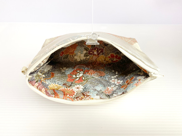 大人可愛いセレブポーチ帯リメイクポーチ化粧ポーチマルチポーチ着物リメイクポーチハンドメイド送料込みNO.5721 5枚目の画像
