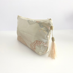 大人可愛いセレブポーチ帯リメイクポーチ化粧ポーチマルチポーチ着物リメイクポーチハンドメイド送料込みNO.5721 4枚目の画像