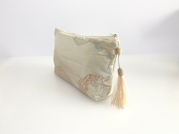 大人可愛いセレブポーチ帯リメイクポーチ化粧ポーチマルチポーチ着物リメイクポーチハンドメイド送料込みNO.5721 4枚目の画像