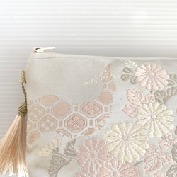 大人可愛いセレブポーチ帯リメイクポーチ化粧ポーチマルチポーチ着物リメイクポーチハンドメイド送料込みNO.5721 10枚目の画像