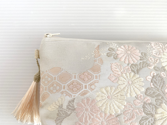 大人可愛いセレブポーチ帯リメイクポーチ化粧ポーチマルチポーチ着物リメイクポーチハンドメイド送料込みNO.5721 10枚目の画像