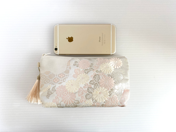 大人可愛いセレブポーチ帯リメイクポーチ化粧ポーチマルチポーチ着物リメイクポーチハンドメイド送料込みNO.5721 7枚目の画像