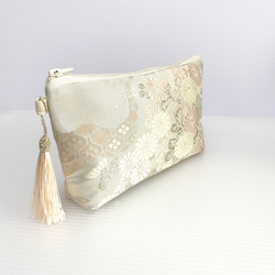 大人可愛いセレブポーチ帯リメイクポーチ化粧ポーチマルチポーチ着物リメイクポーチハンドメイド送料込みNO.5721 3枚目の画像