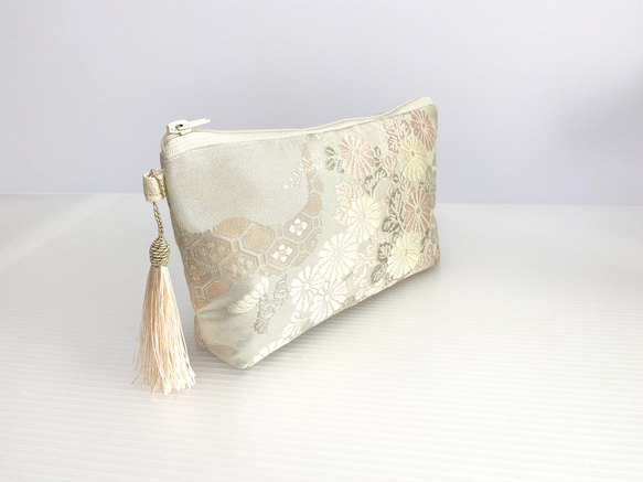 大人可愛いセレブポーチ帯リメイクポーチ化粧ポーチマルチポーチ着物リメイクポーチハンドメイド送料込みNO.5721 3枚目の画像