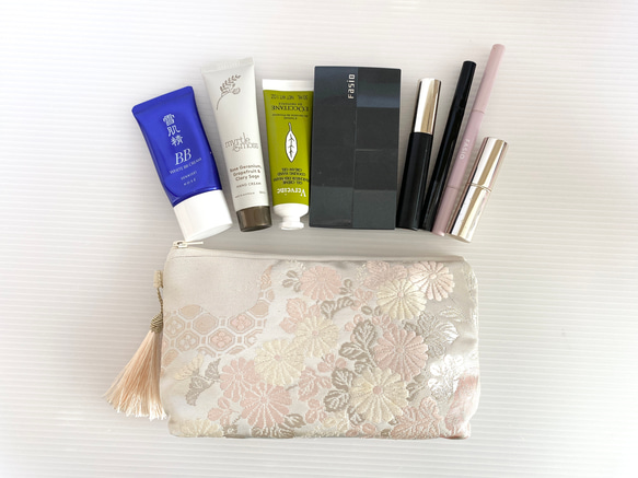 大人可愛いセレブポーチ帯リメイクポーチ化粧ポーチマルチポーチ着物リメイクポーチハンドメイド送料込みNO.5721 8枚目の画像