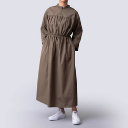 足長ギャザーワンピース　ウエストオーダーメイド　サイズSML　オールシーズン　カーキ　オリーブ 4枚目の画像