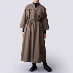 足長ギャザーワンピース　ウエストオーダーメイド　サイズSML　オールシーズン　カーキ　オリーブ 6枚目の画像