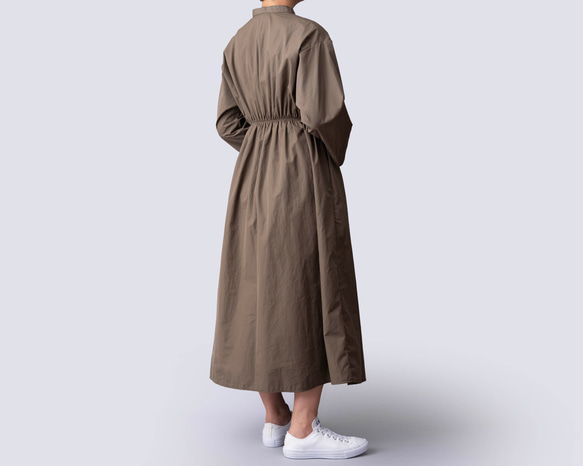 足長ギャザーワンピース　ウエストオーダーメイド　サイズSML　オールシーズン　カーキ　オリーブ 5枚目の画像