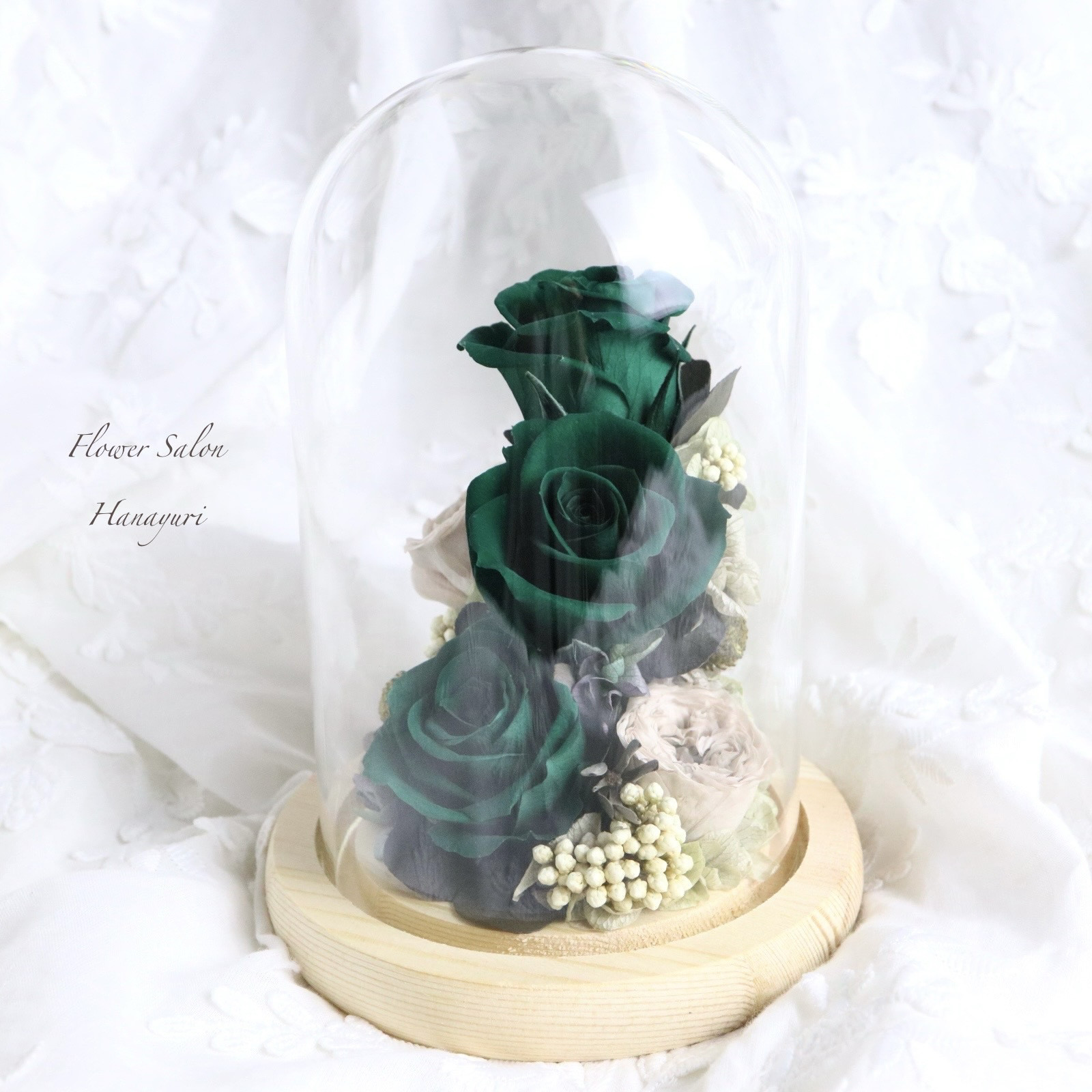 プリザーブドフラワー　ボトルフラワー　グリーン×カーキ　記念日　誕生日　お祝い　フラワーギフト　退職　新築　仏花　お悔み