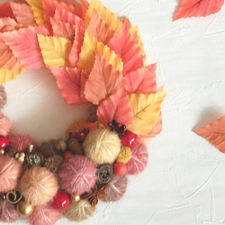 大人可愛い☆毛糸玉のクリスマスリース(Мサイズ) 毛糸玉リース ニット