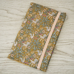 【新書】ゴムバンド栞付ブックカバー★ペイズリー ボタニカル★リス★からし 4枚目の画像