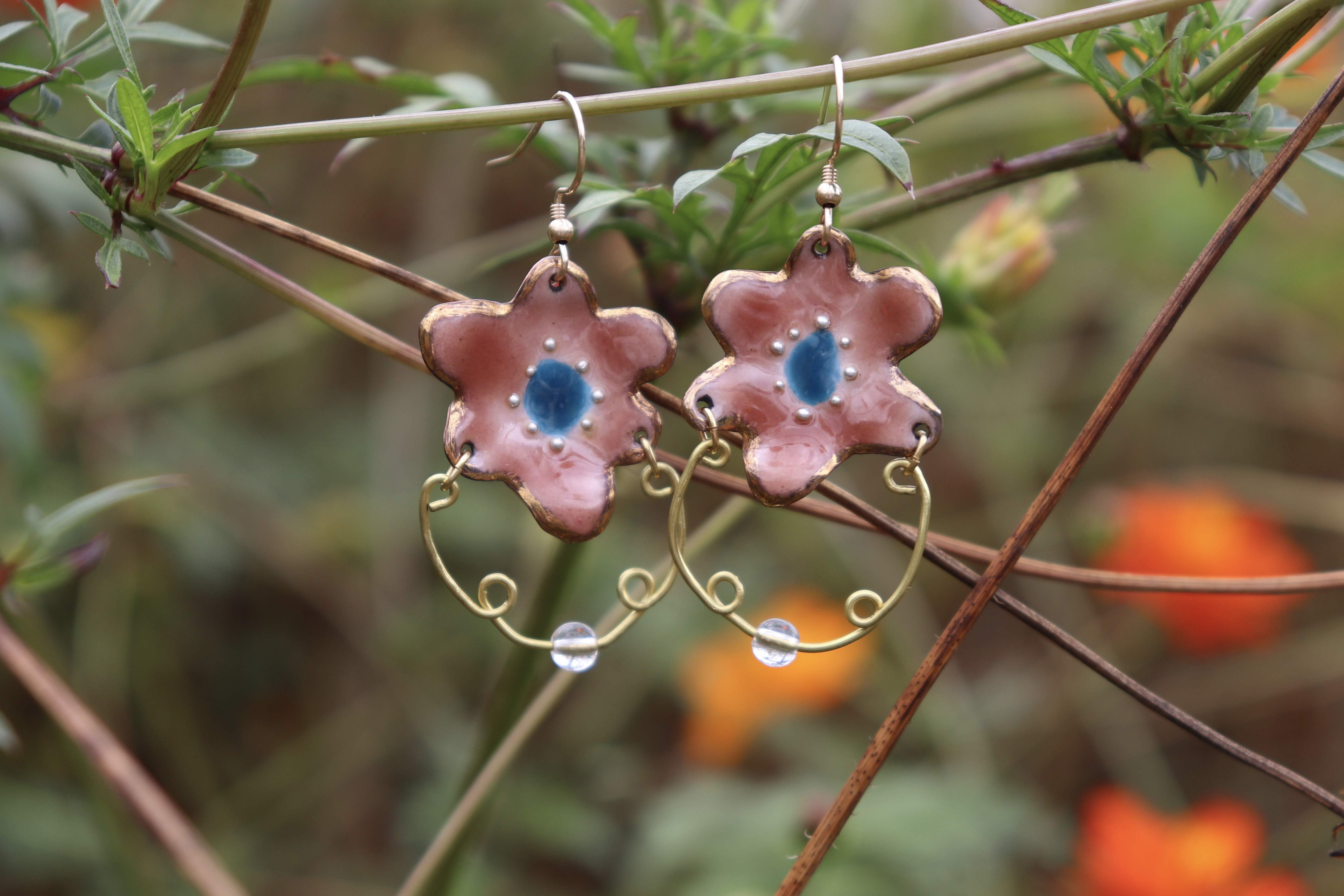 “Sasagenty” orange ピアス・イヤリング