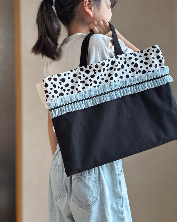 青子 レッスンバッグ ダルメシアン ハンドメイド 青子 レッスンバッグ ダルメシアン ハンドメイド ダルメシアン×水色