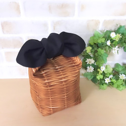 【スープジャーポーチ】保冷保温　バスケット柄×黒(ダイヤ型) 4枚目の画像