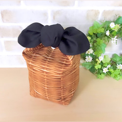 【スープジャーポーチ】保冷保温　バスケット柄×黒(ダイヤ型) 3枚目の画像