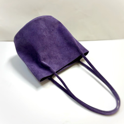 ころんと丸底（まるそこ）スエードバッグ　バイオレット　カラーオーダー可 3枚目の画像