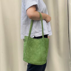 ころんと丸底（まるそこ）スエードバッグ　バイオレット　カラーオーダー可 8枚目の画像