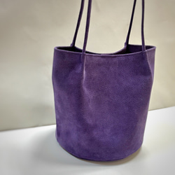 ころんと丸底（まるそこ）スエードバッグ　バイオレット　カラーオーダー可 2枚目の画像